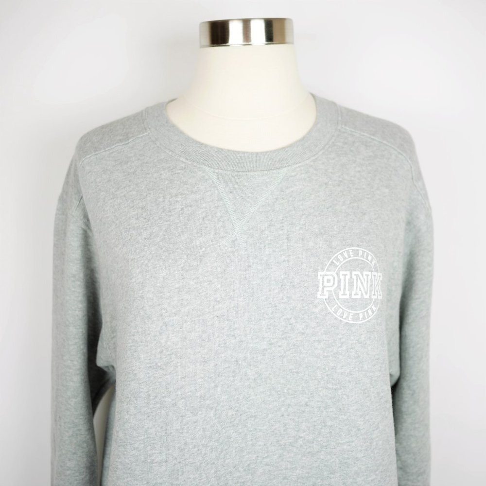 Pink Vs Gray Solid Logo Long Sleeve Sweatshirt - image 2